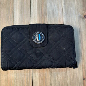 Vera Bradley Black Quilted Clutch‎ Wallet 7.5x5x1 Zip Around Section